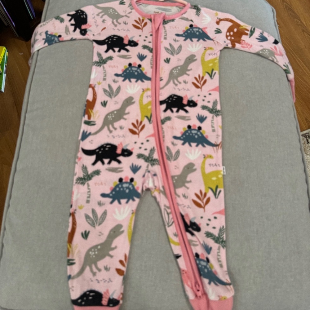 HTF Pink Dinos Little Sleepies Zippy 3-6mo